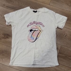 The Rolling Stones White Tee with Multicolor Tongue Logo